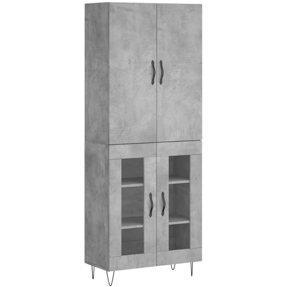 vidaXL 4 Door Concrete Grey Highboard Image 2
