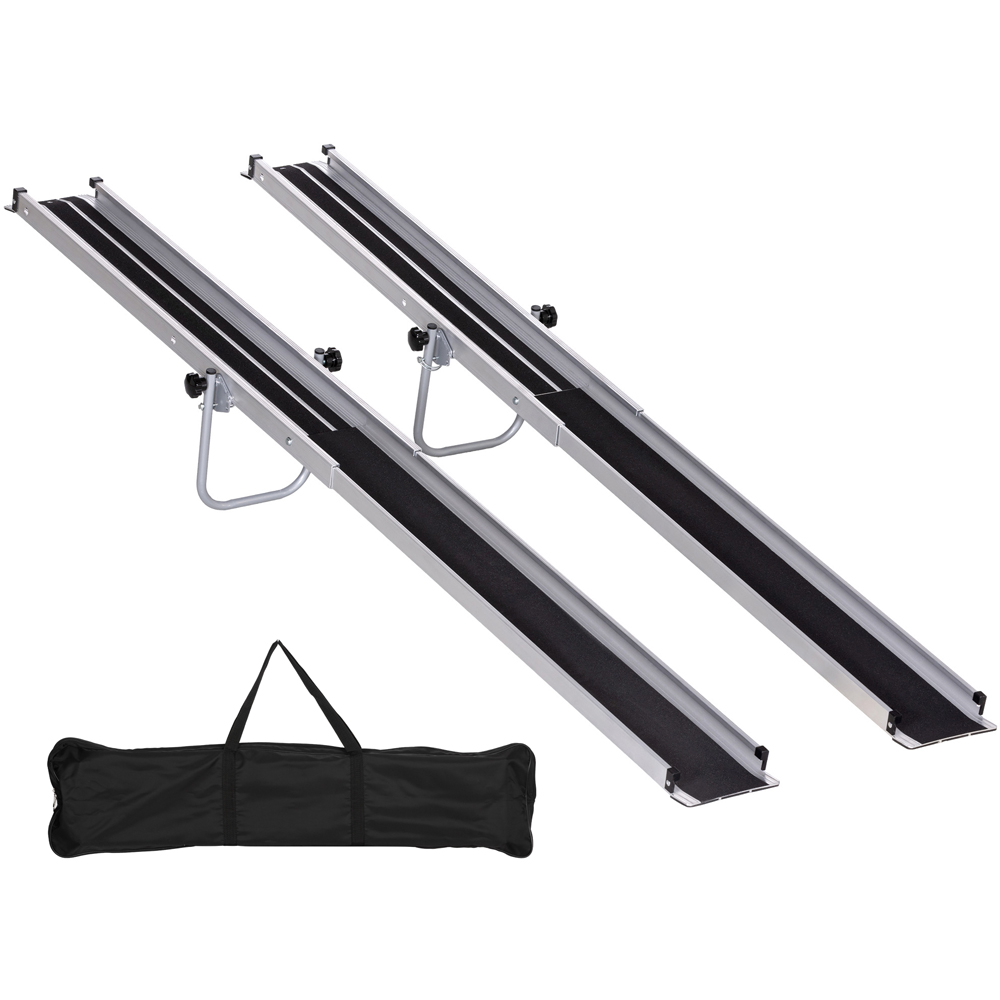 HOMCOM Folding Aluminium Telescopic Wheelchair Ramp Set of 2 Image 1