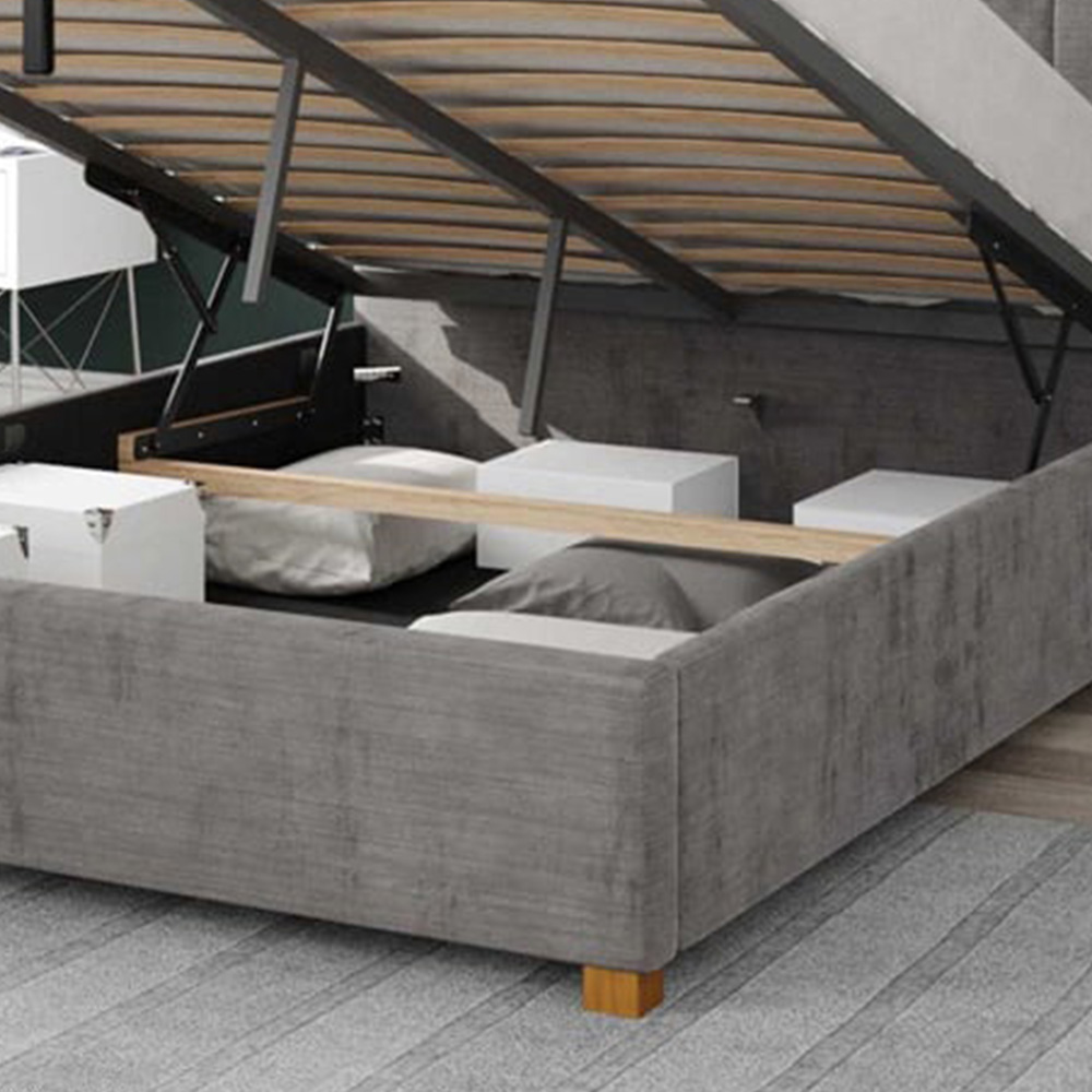 Aspire Hepburn Double Silver Firenze Velour Ottoman Bed Image 3