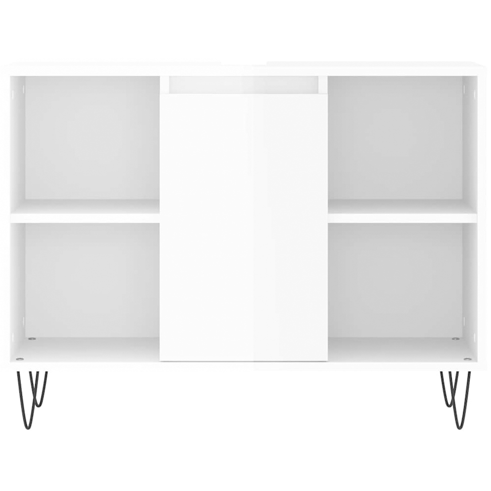 vidaXL Single Door 4 Open Shelf High Gloss White Bathroom Cabinet Image 5