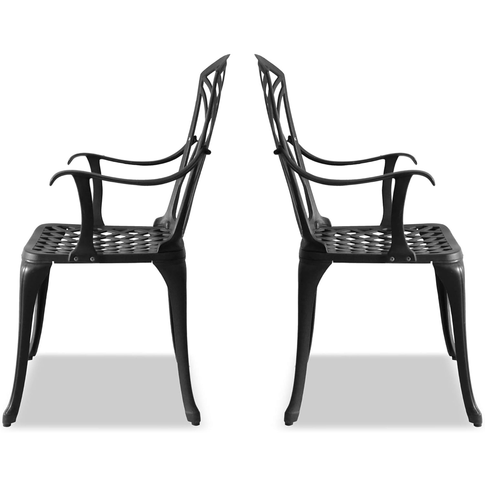 Centurion Oshowa Set of 2 Black Garden Bistro Chairs with Armrests Image 4
