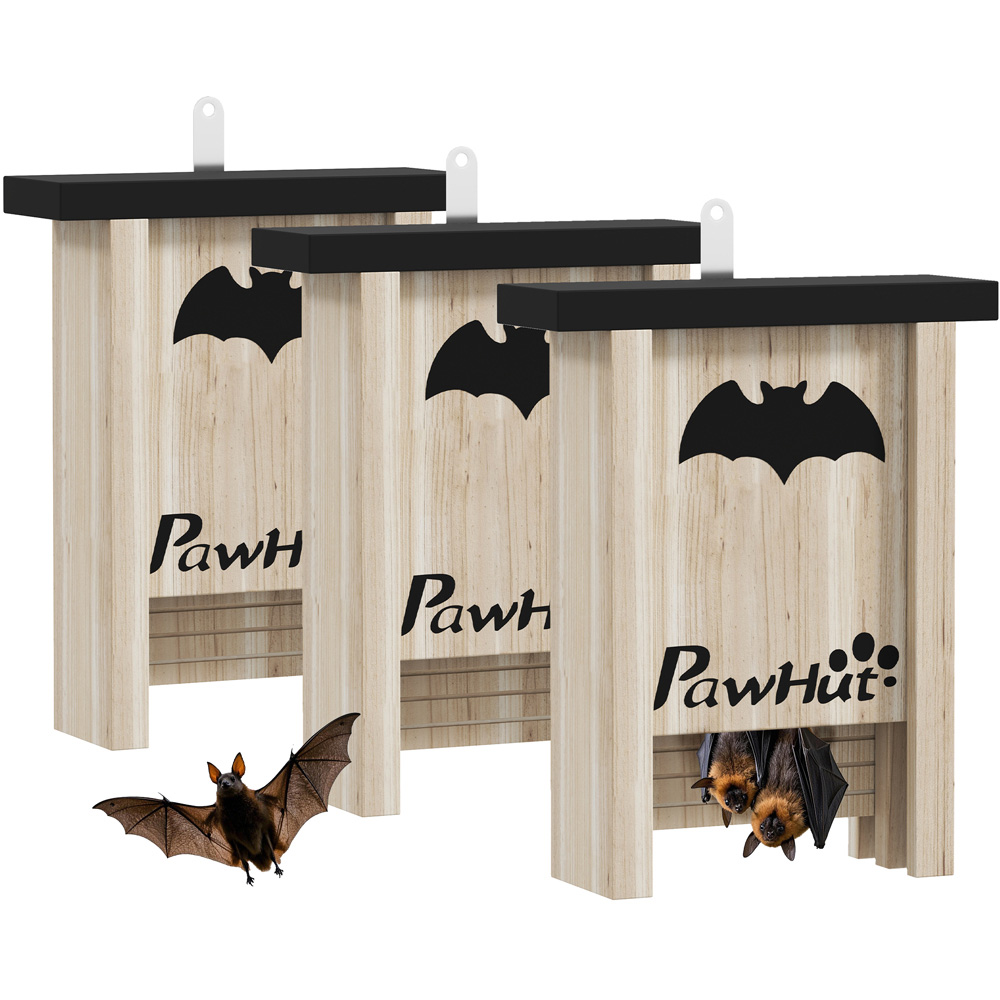 PawHut 18 x 6 x 22.5cm 3 Piece Bat Boxes Image 1