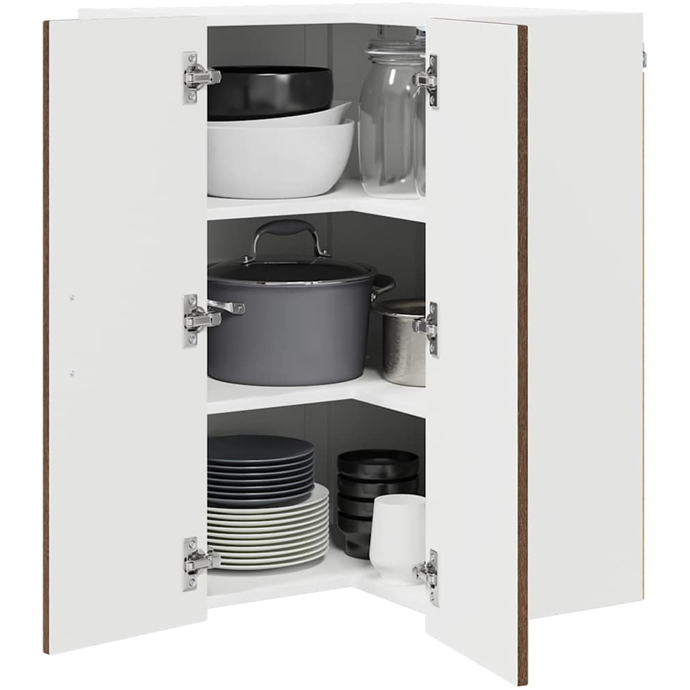 vidaXL 2 Door Brown Oak Kitchen Wall Corner Cabinet Image 3