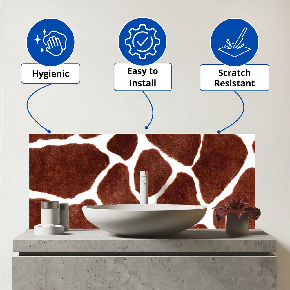 Warren Reed Designer Giraffe Spots Print Glass Bathroom Splashback 25 x 60cm Image 3