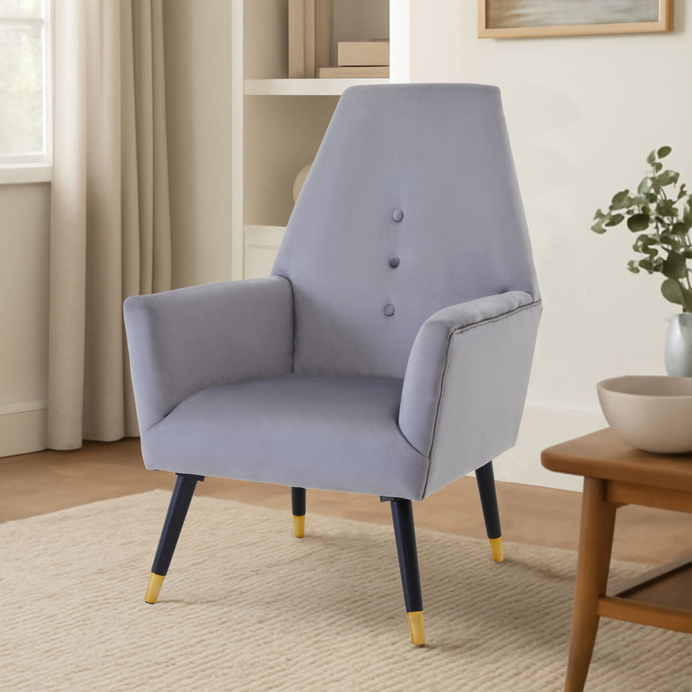Premier Housewares Loretta Grey Velvet Button Tufted Accent Chair Image 5
