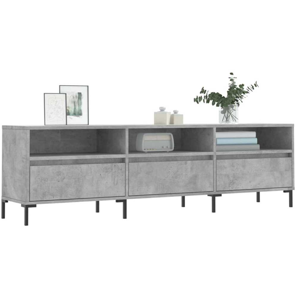 vidaXL 3 Drawer 3 Shelf Concrete Grey TV Cabinet Image 3