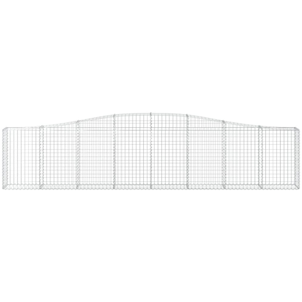 vidaXL Silver Galvanised Iron Arched Gabion Basket 400 x 30 x 80/100cm 9 Pack Image 2