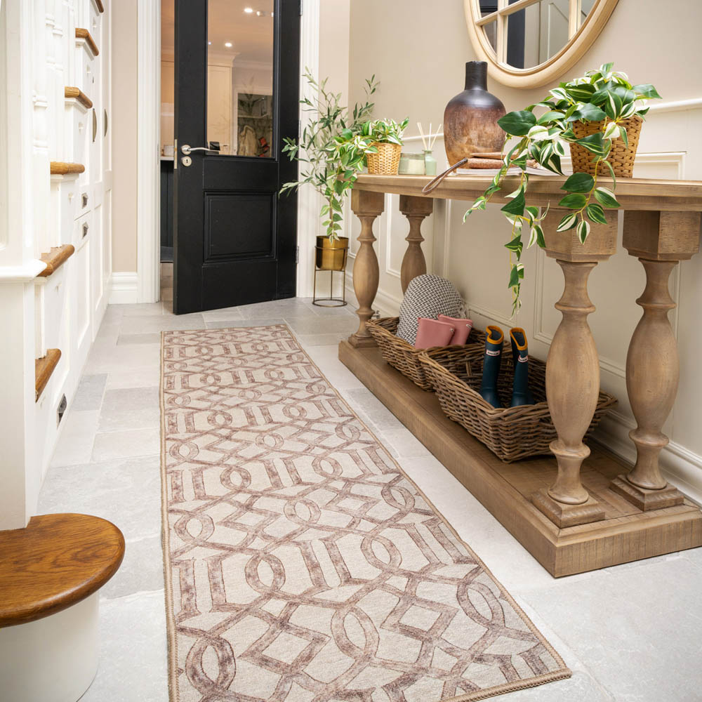 Kukoon Beige Contemporary Abstract Soft Chenille Rug 80 x 300cm Image 2