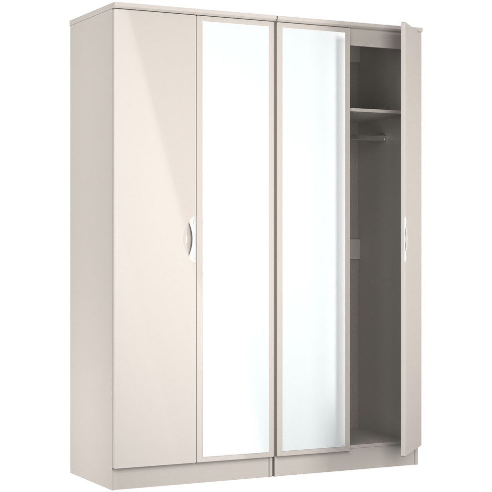 Crowndale Camden 4 Door Kashmir Gloss Mirror Wardrobe Ready Assembled Image 4
