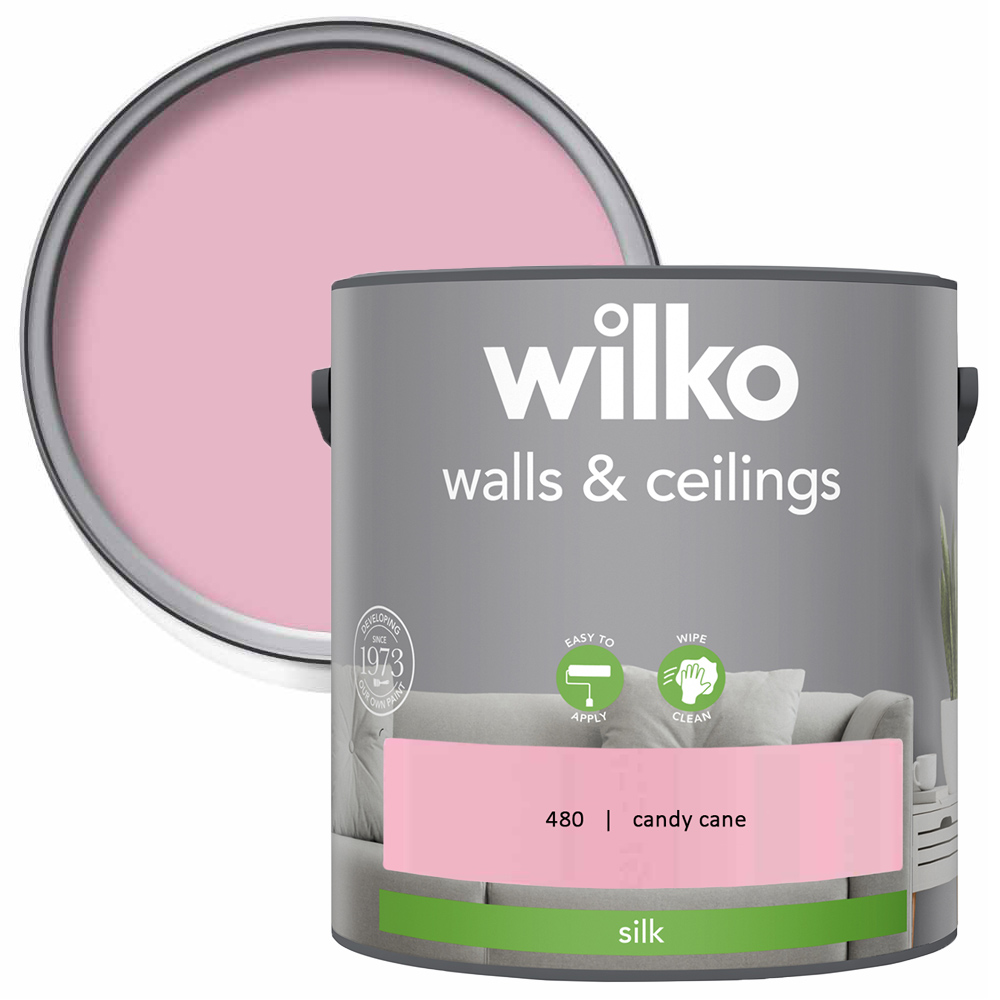 Wilko Walls & Ceilings Candy Cane Silk Emulsion Paint 2.5L Image 1