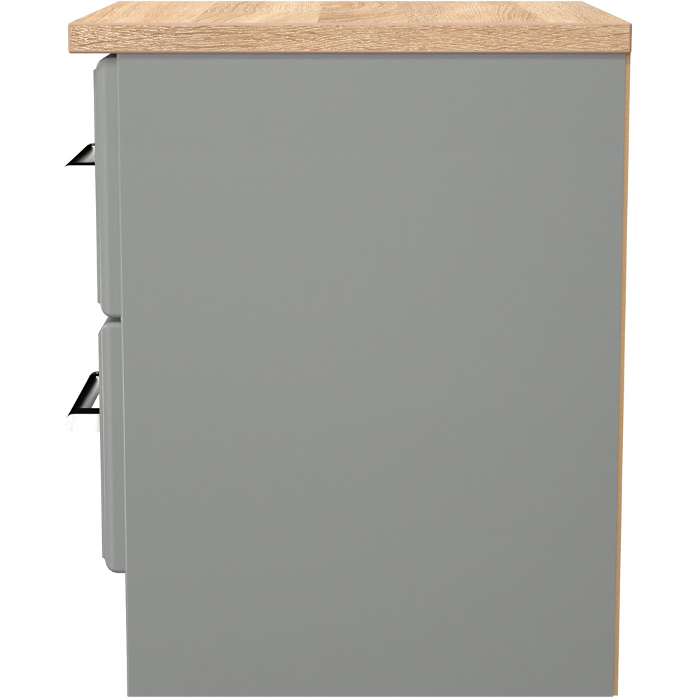 Crowndale Kent 2 Drawer Dusk Grey and Bardolino Oak Compact Bedside Cabinet Ready Assembled Image 3