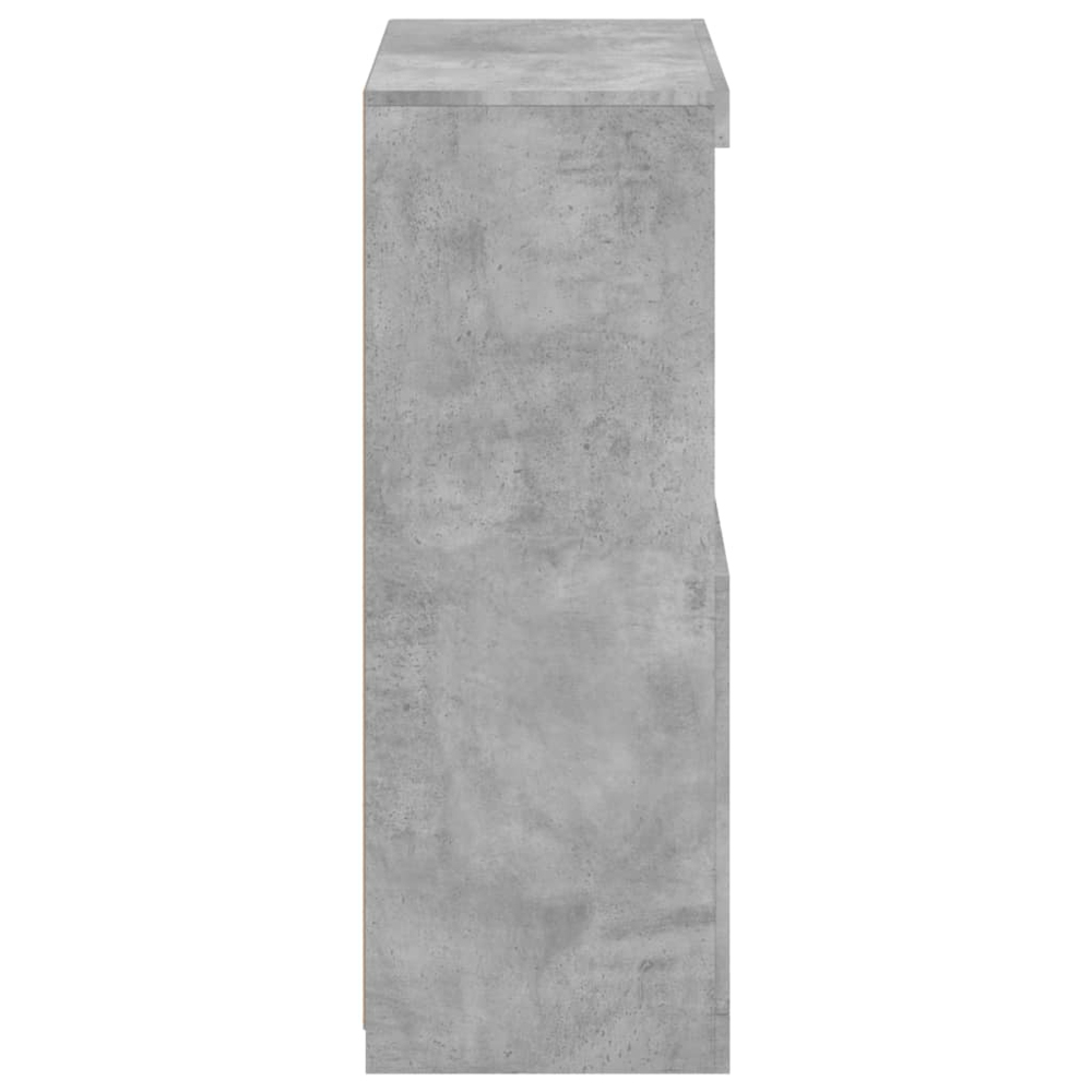 vidaXL 2 Door 2 Shelf Concrete Grey Side Cabinet with LED Lights Image 6