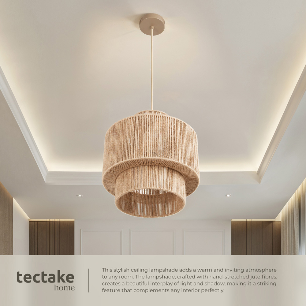 tectake Allegra 3-Tier Boho Chic Jute Fibre Pendant Light Image 7