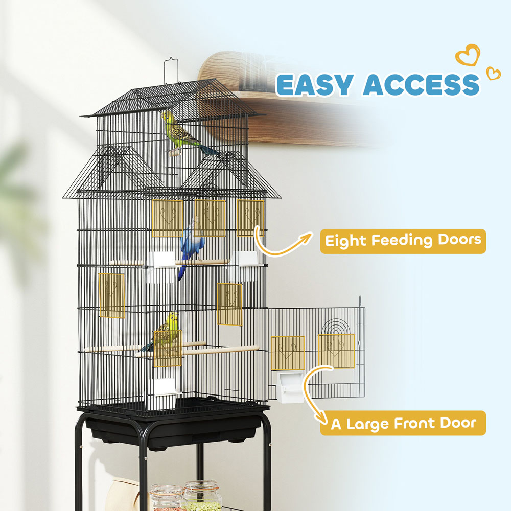 PawHut Black Finch Canary Bird Cage with Stand and Slide Tray Image 6