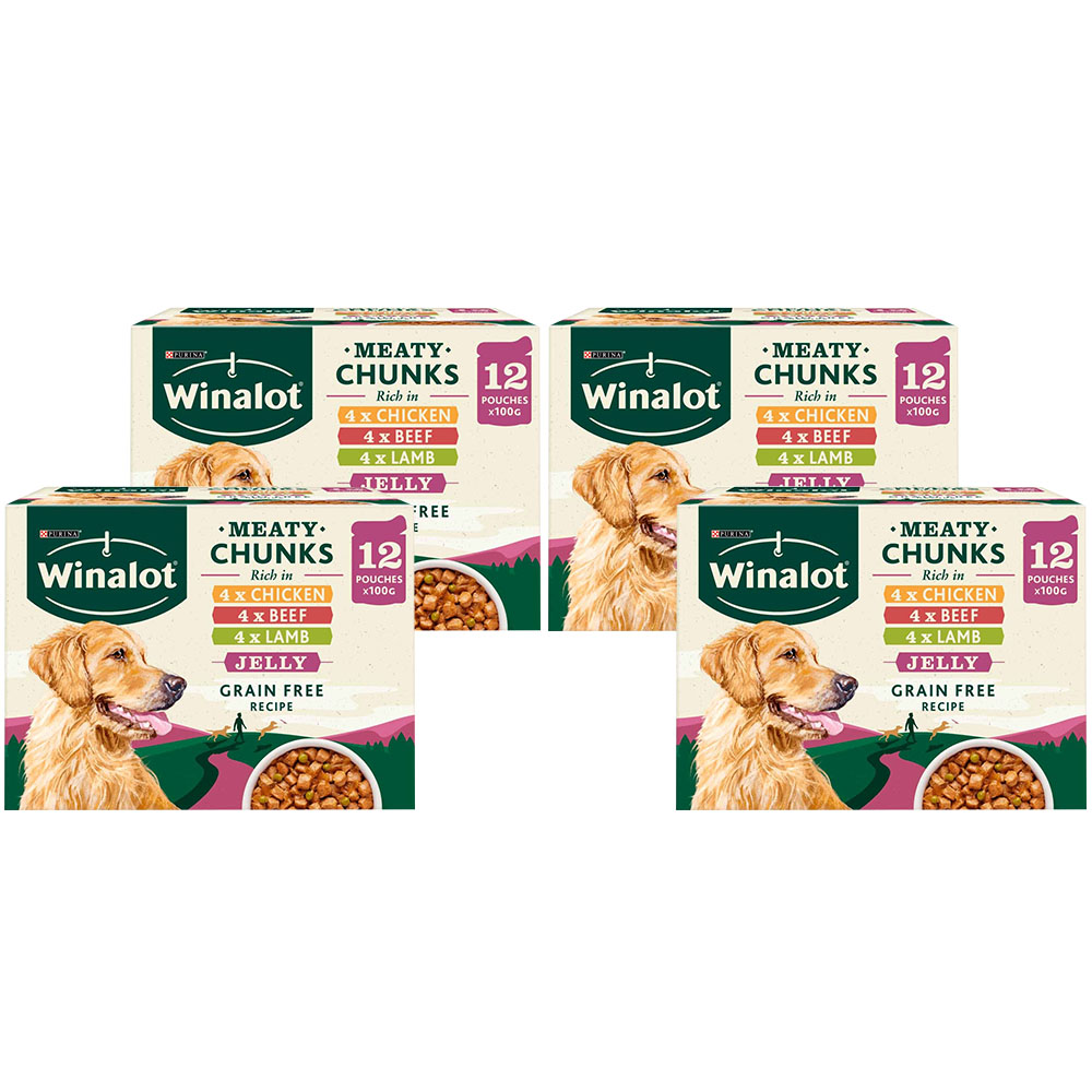 Purina Winalot Wet Dog Food Pouches Mixed in Jelly 100g Case of 4 x 12 Pack Image 1