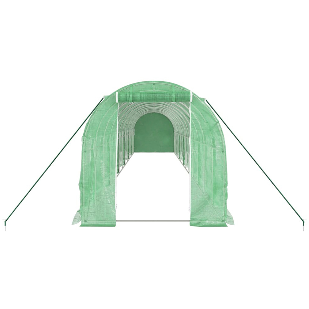vidaXL Green Polyethylene Galvanised Steel Frame 39.3 x 6.5ft Greenhouse Image 3