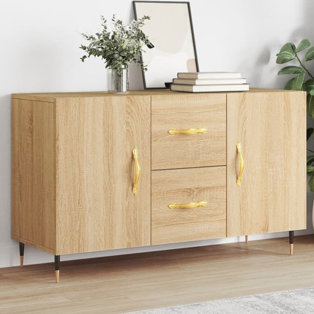 vidaXL 2 Door 2 Drawer Sonoma Oak Sideboard Image 1