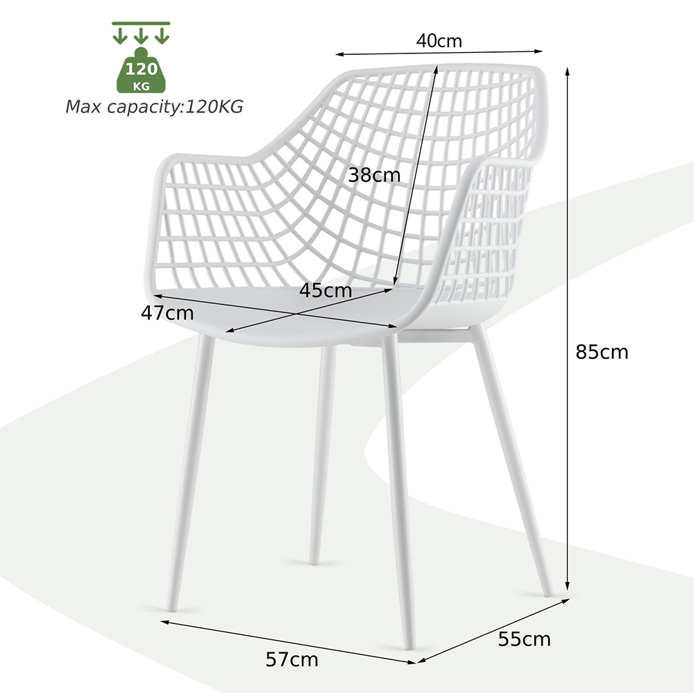 Costway Set of 4 White Airy Hollow Backrest Dining Chairs Image 7