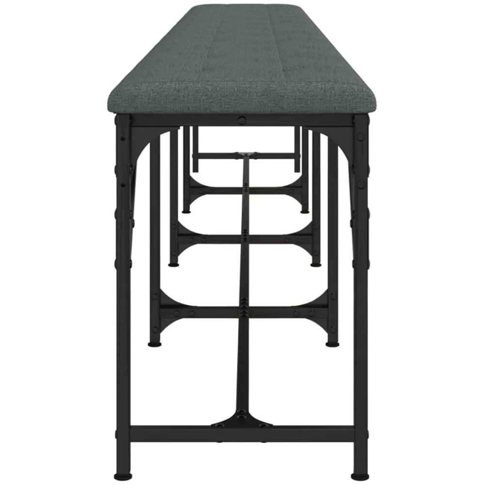 vidaXL 4 Seater Dark Grey Steel and Fabric Dining Bench Image 5