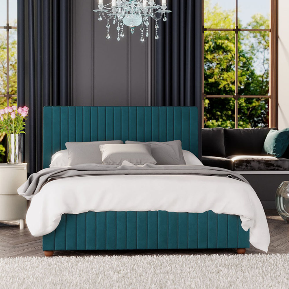 Laurence Llewelyn Bowen Estella Super King Size Emerald Plush Velvet Ottoman Bed Image 1