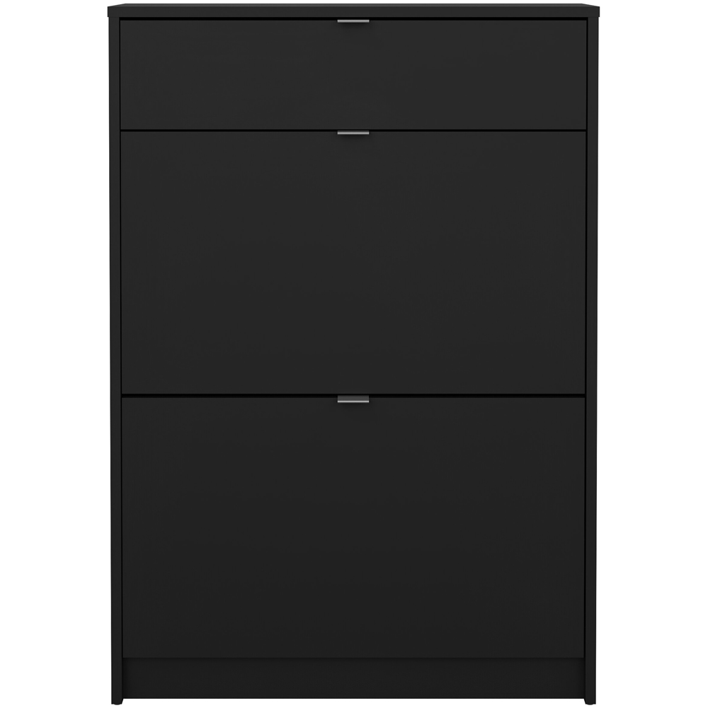 Florence 2 Door Single Drawer Matt Black Shoe Cabinet Image 2
