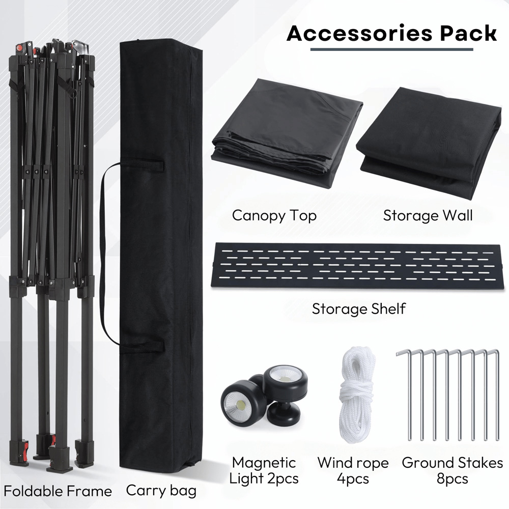 Home Source Verano 2.5 x 1.6m Black Folding BBQ Gazebo with Accessories Image 8