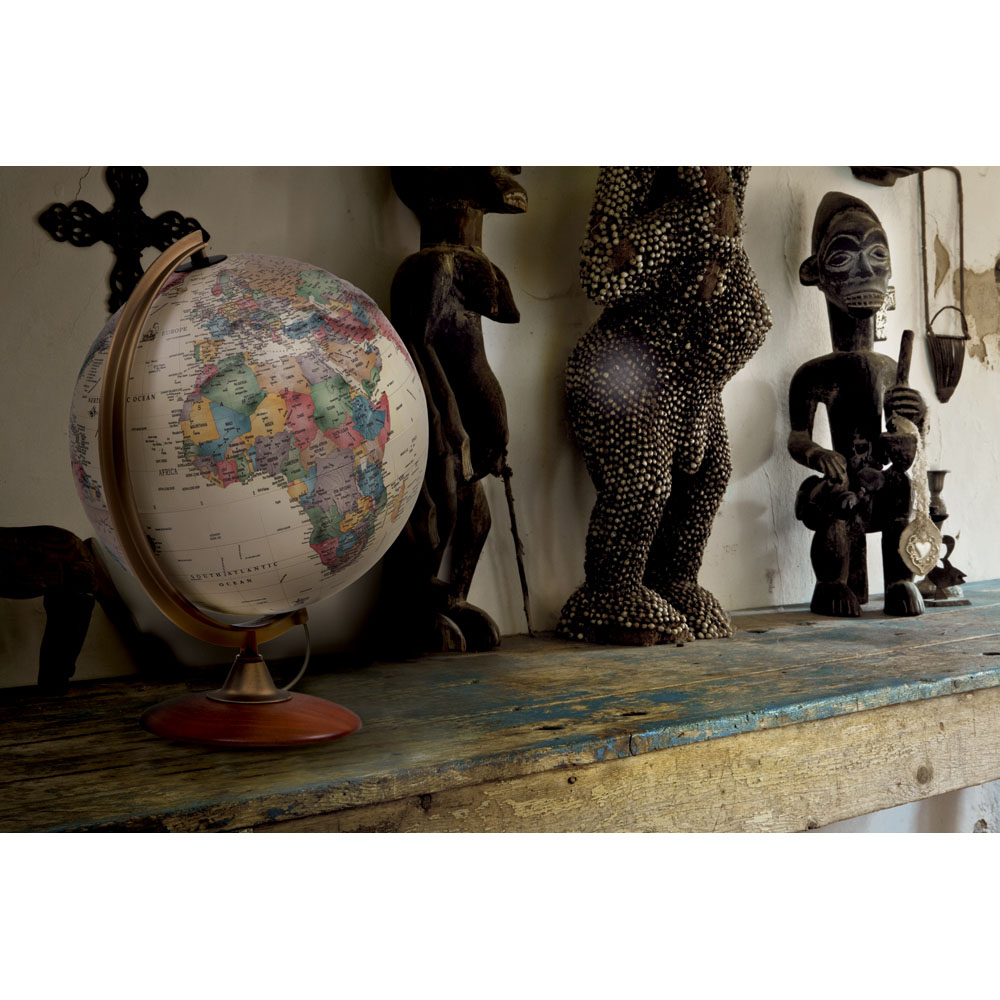 Nova Rico Colombo Relief Antique Style Illuminated Globe with Wooden Base 30cm Image 2