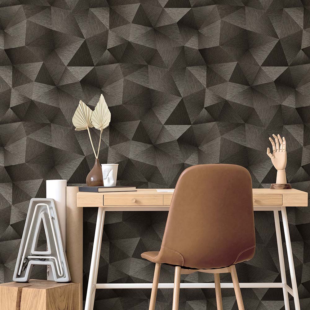 Erismann Designer Luxury 3D Diamond Brown Wallpaper Image 4