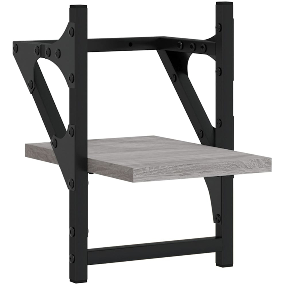 vidaXL 20cm Set of 2 Grey Sonoma Floating Wall Shelf with Bar Image 3