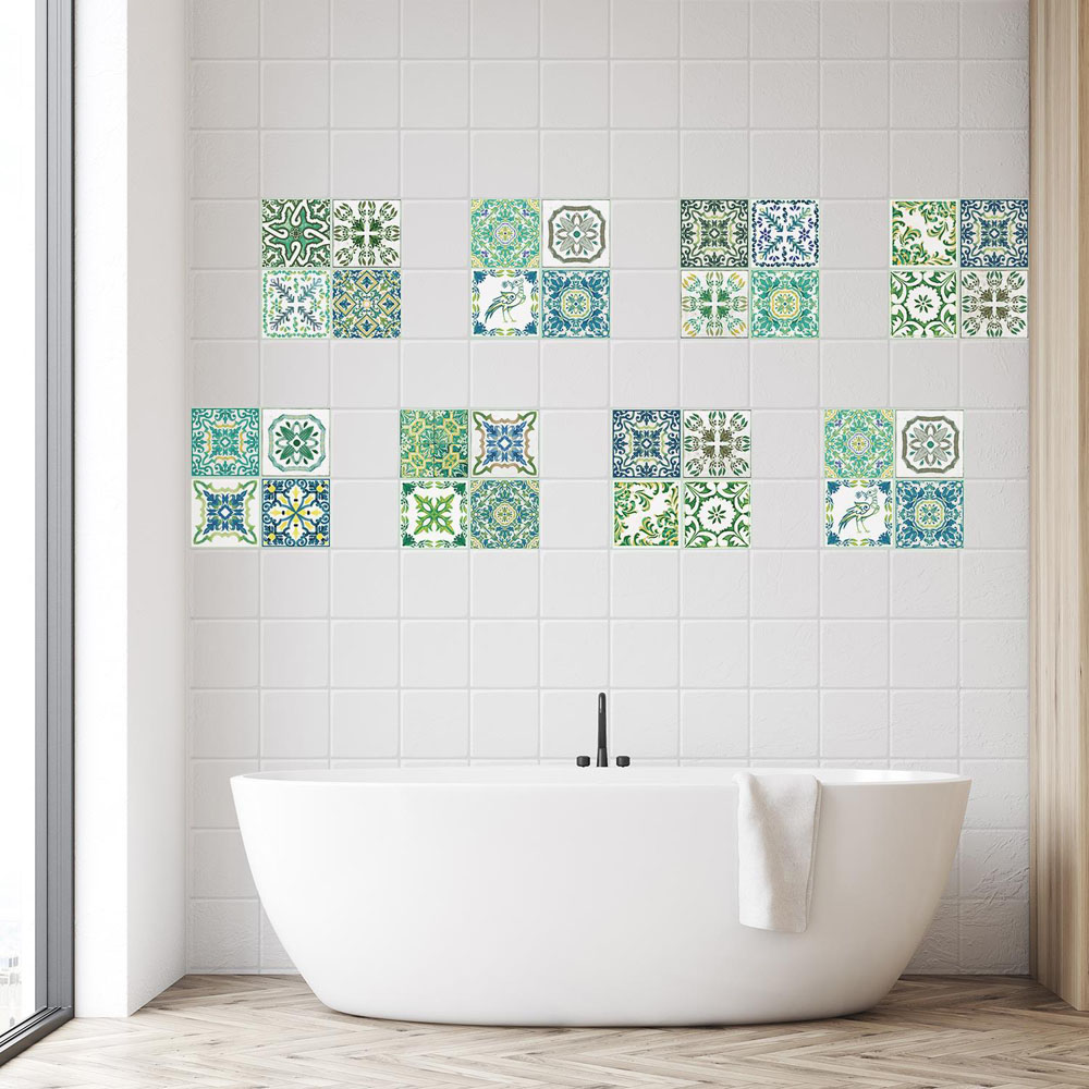 Walplus Turkish Green Mosaic Self Adhesive Tile Sticker 12 Pack Image 3