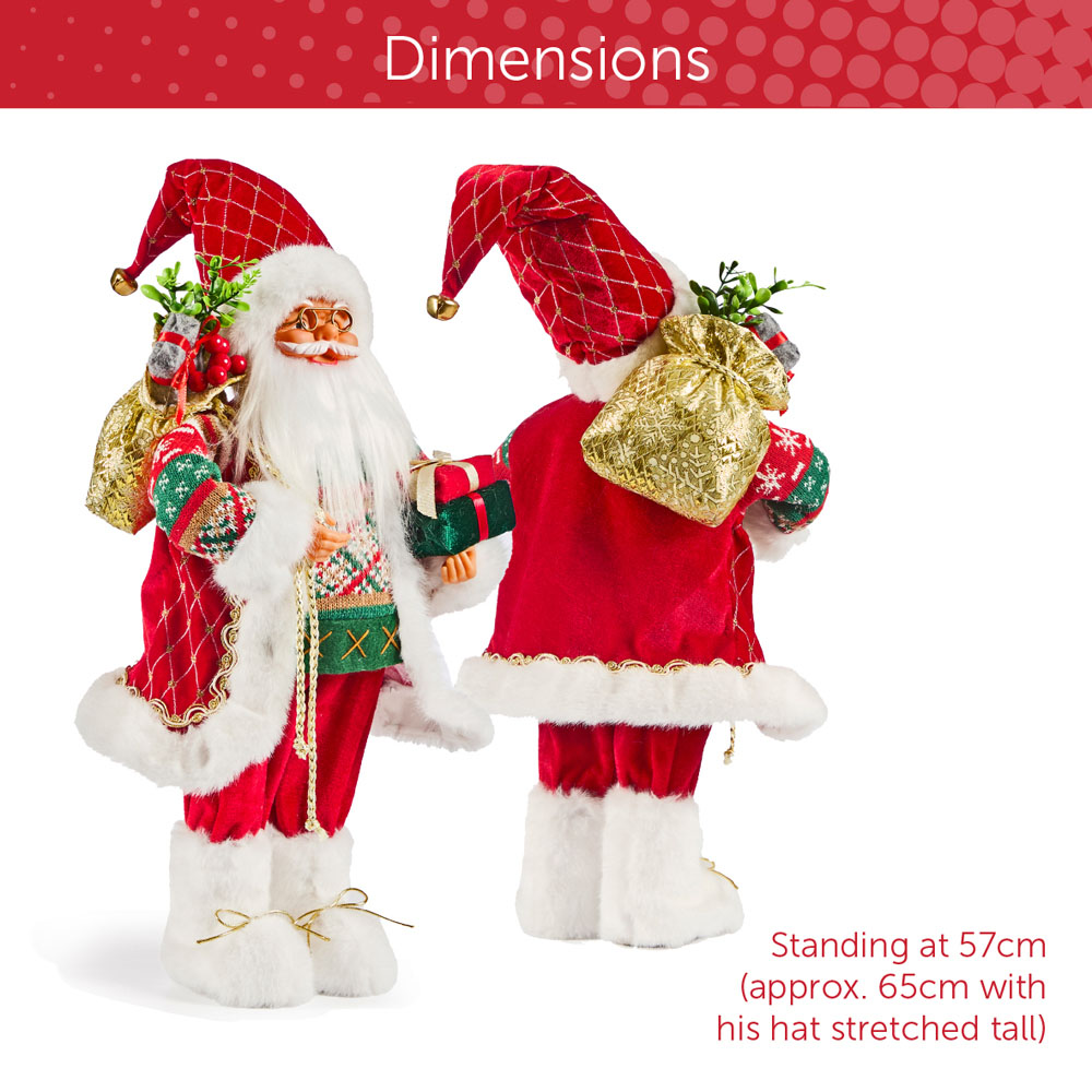 The Christmas Workshop Standing Santa Claus Decoration with Gift Sack 2ft Image 9
