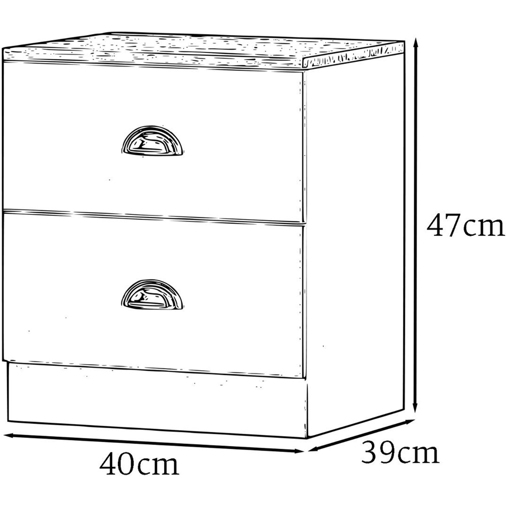 FWStyle Esher 2 Drawer White Oak Bedside Table Image 6