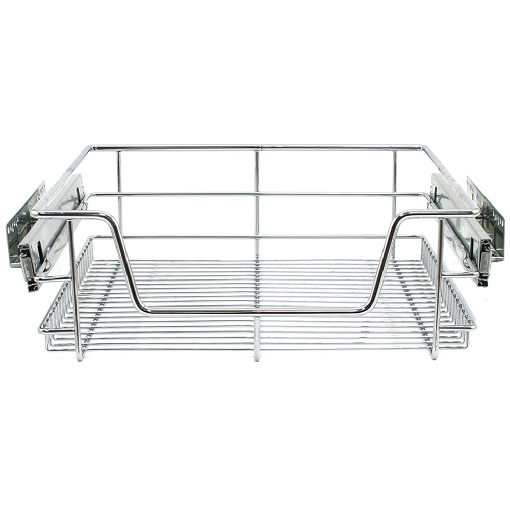 Kukoo Silver Chrome Coated Steel Wide Cabinet Basket 4 Pack Image 1