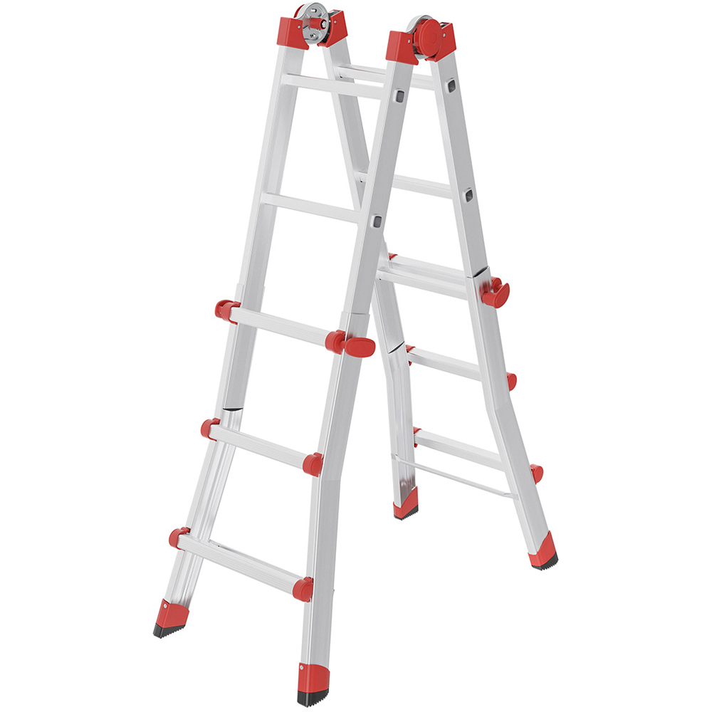 Hailo 7512-007 M80 Aluminium 4 x 3 Rung Multipurpose Ladder Image 1