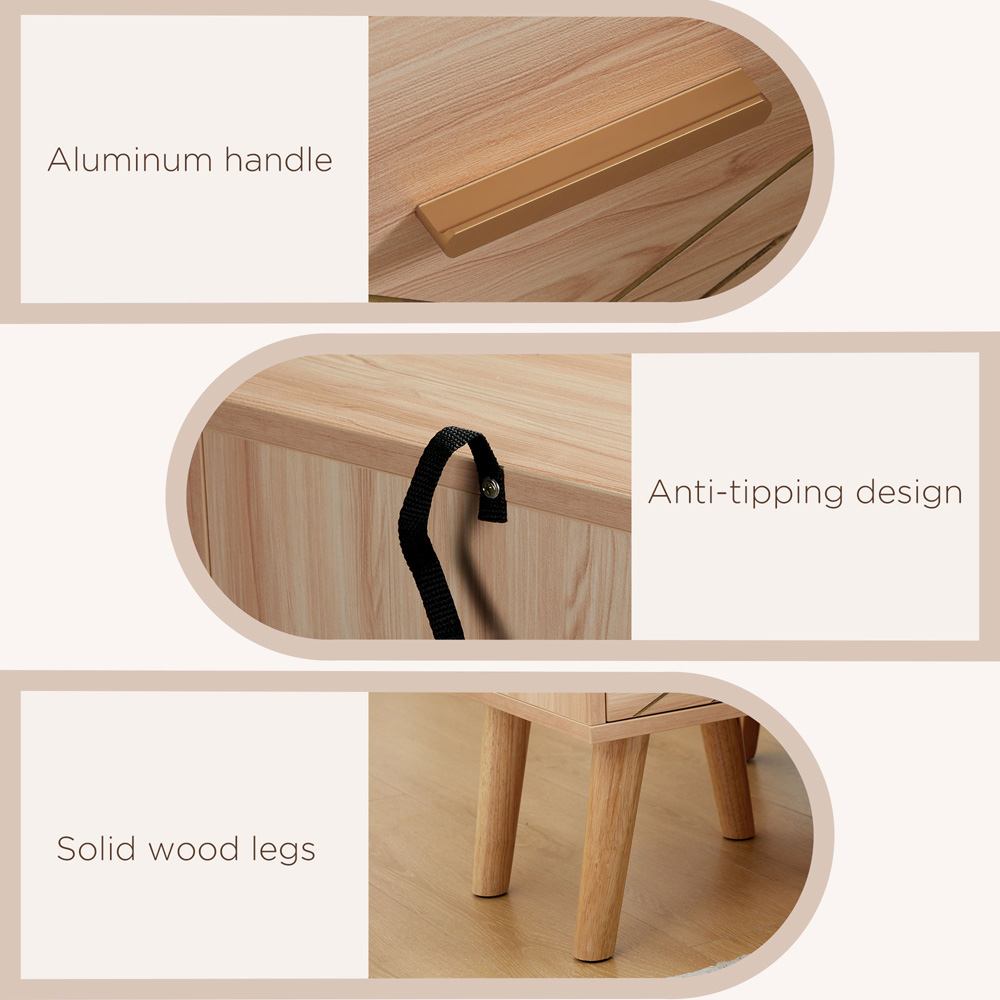 Portland Scandinavian 2 Drawer Natural Bedside Table Image 6