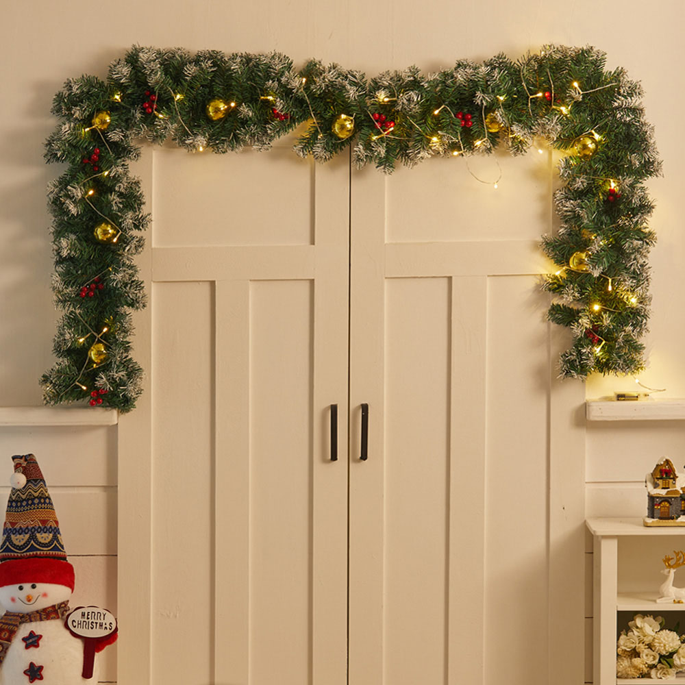 Living and Home Pre-Lit Christmas Garland with Gold Balls 270cm Image 6