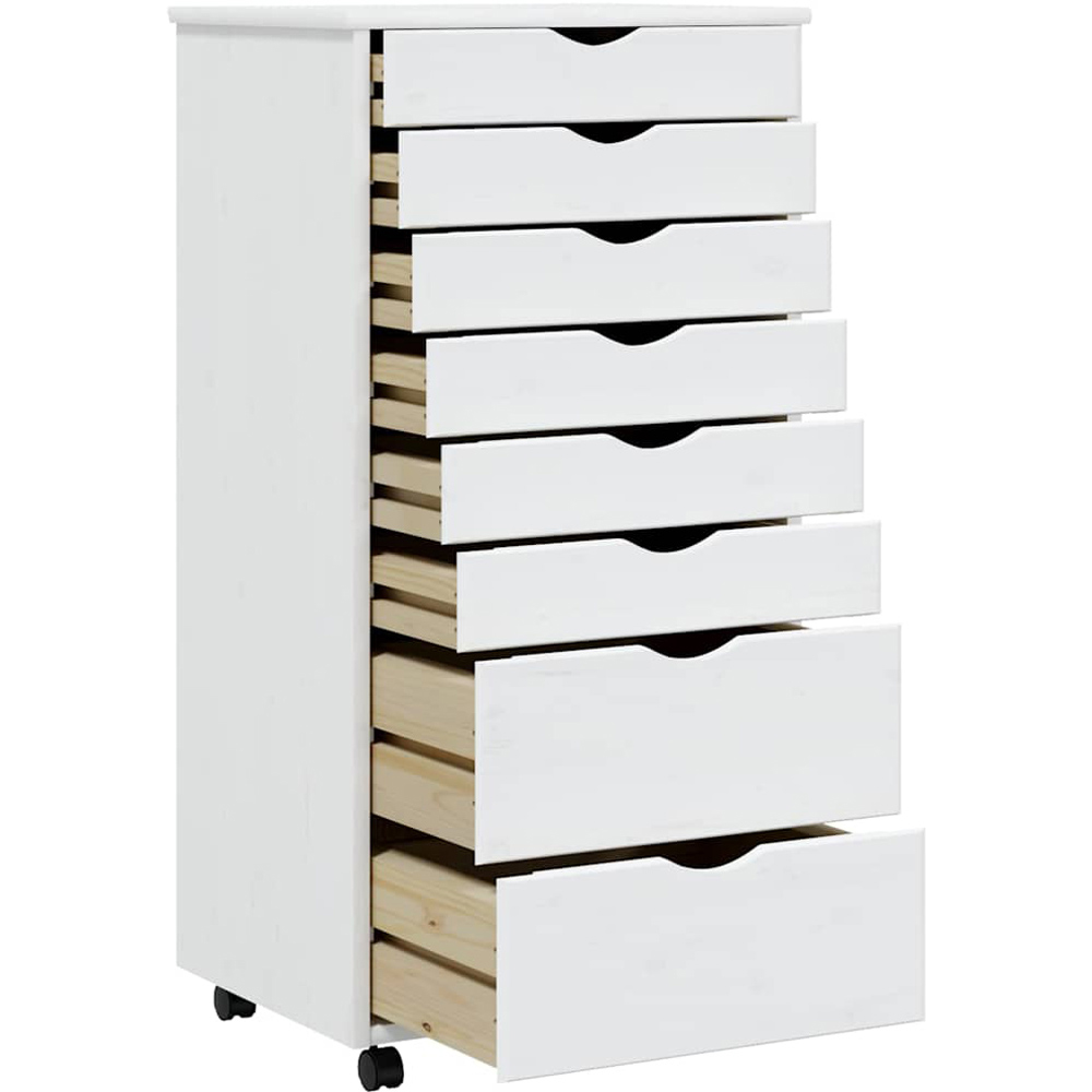vidaXL Moss 8 Seater White Solid Wood Pine Rolling Cabinet Image 3