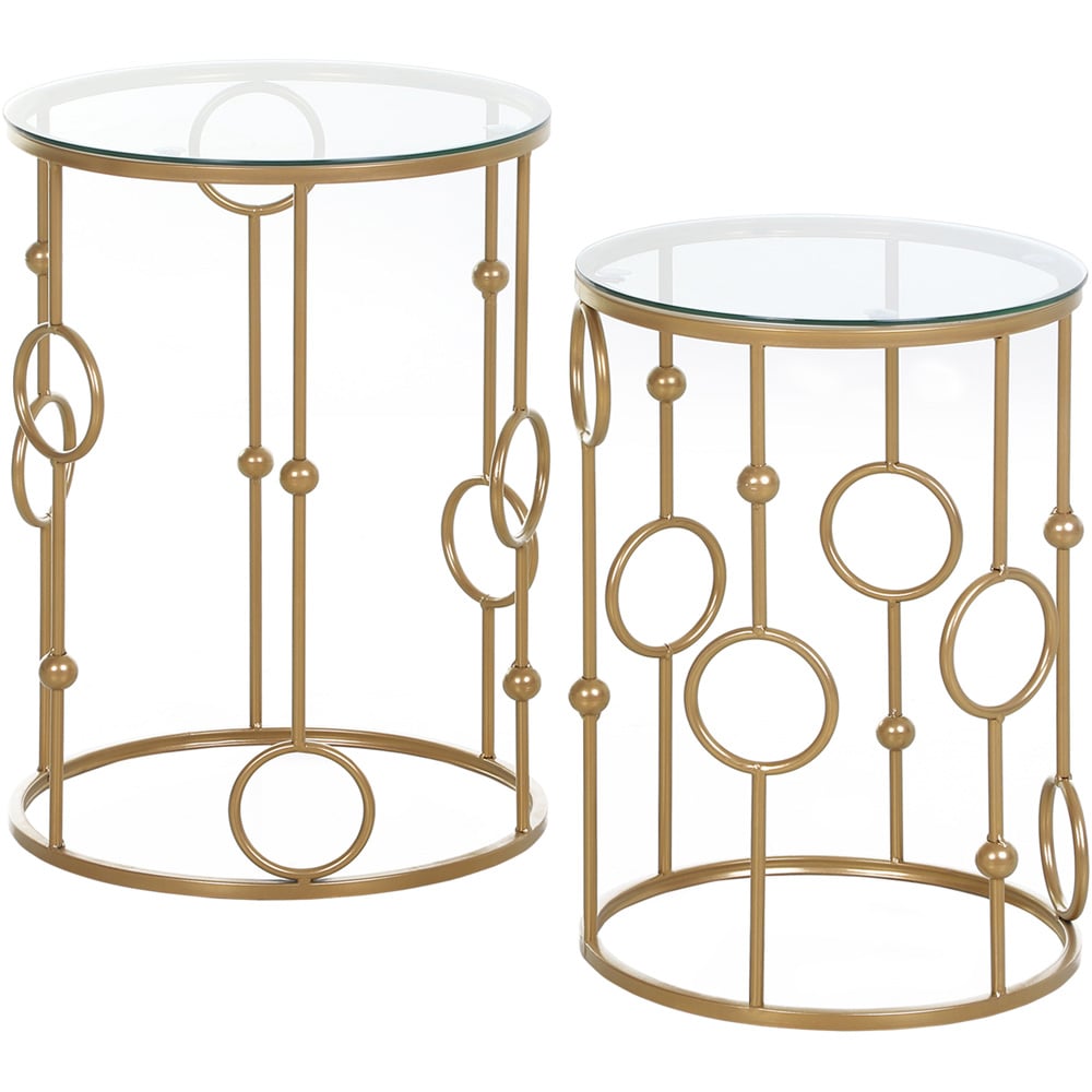 Portland Gold Round Nest of Tables Set of 2 Image 2
