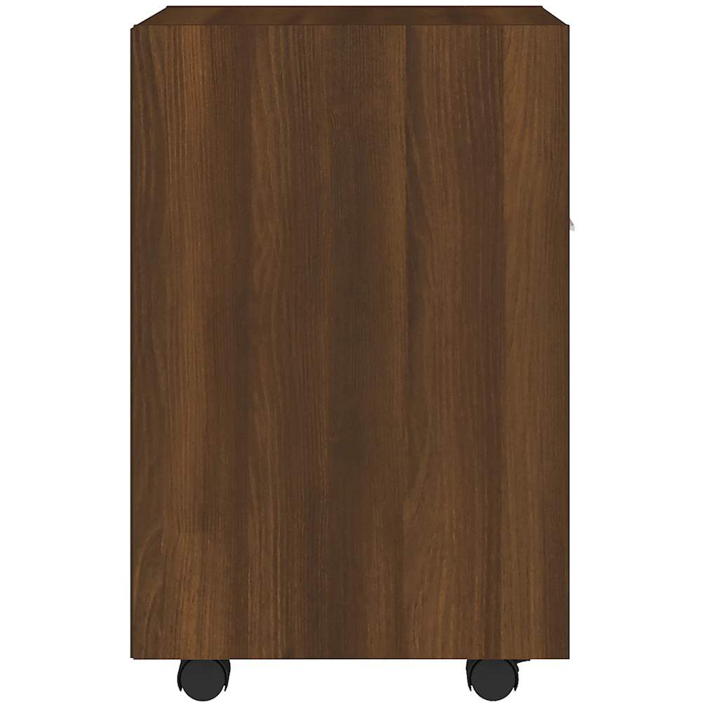 vidaXL Single Door Single Open Shelf Brown Oak Side Cabinet with Wheels Image 5