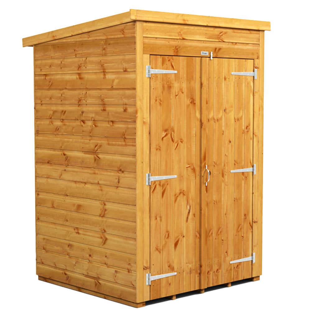 Power Sheds 4 x 4ft Double Door Pent Wooden Shed Image 1