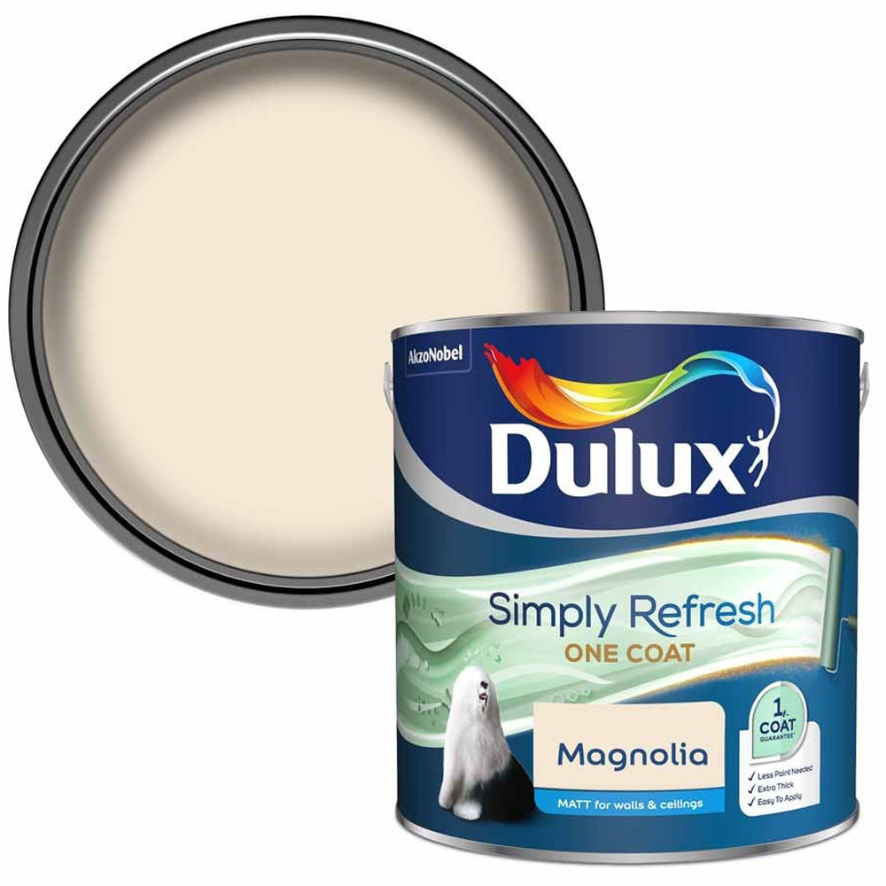 Dulux Simply Refresh One Coat Magnolia Matt Emulsion Paint 2.5L Image 1