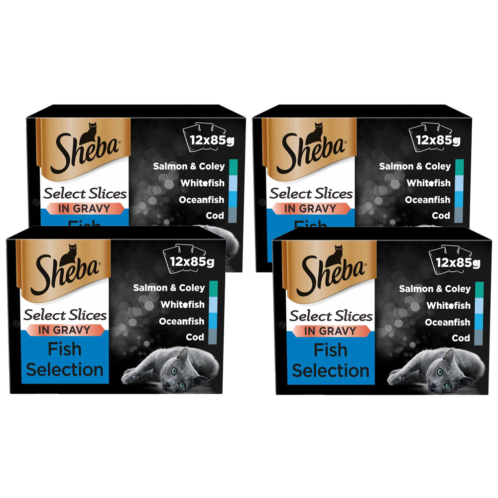 Sheba Select Slices Fish in Gravy Cat Food Pouches 85g Case of 4 x 12 Pack Image 1