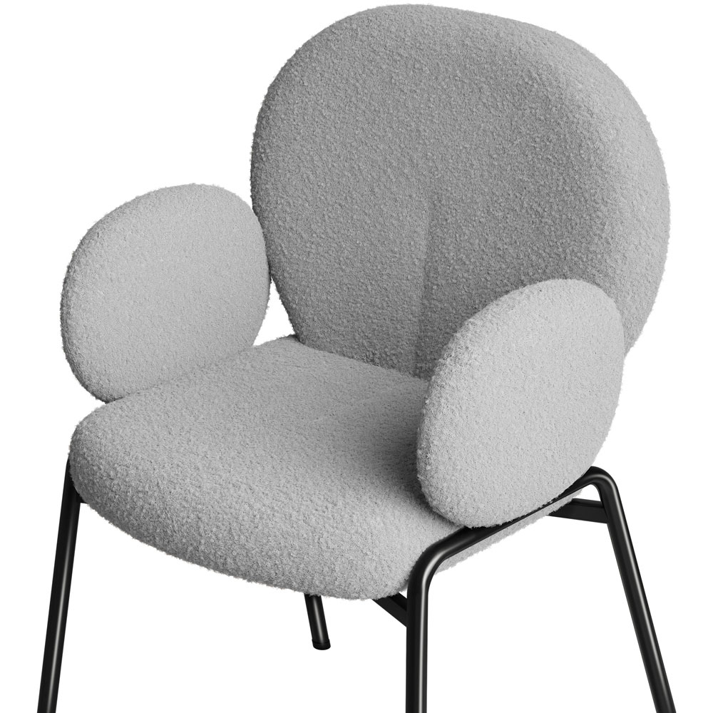 tectake Set of 2 Light Grey Boucle Padded Dining Chair Image 6