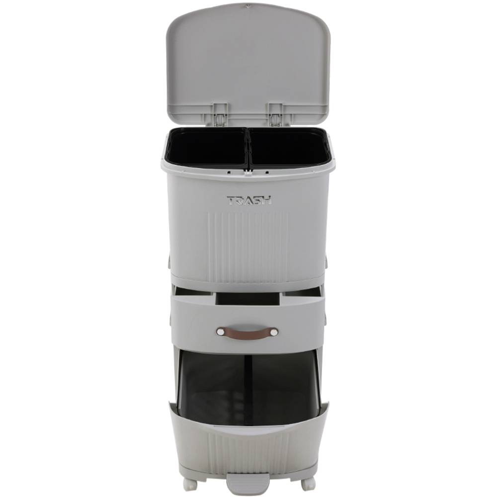 Living and Home 3 Tier Grey Dry Wet Dual Inner Bucket Trash Bin 45L Image 2
