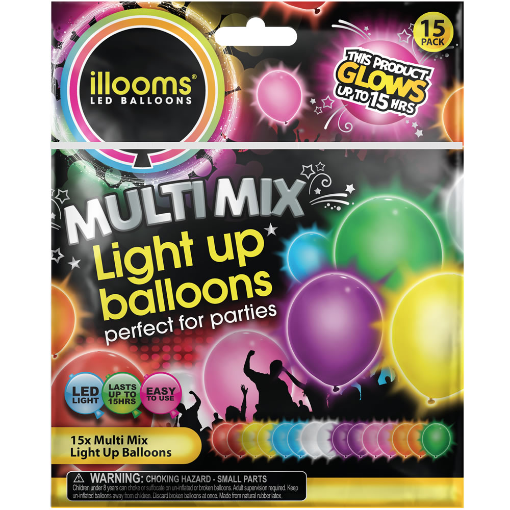 Illooms Assorted Colours Light-Up Balloons 15 pack Image
