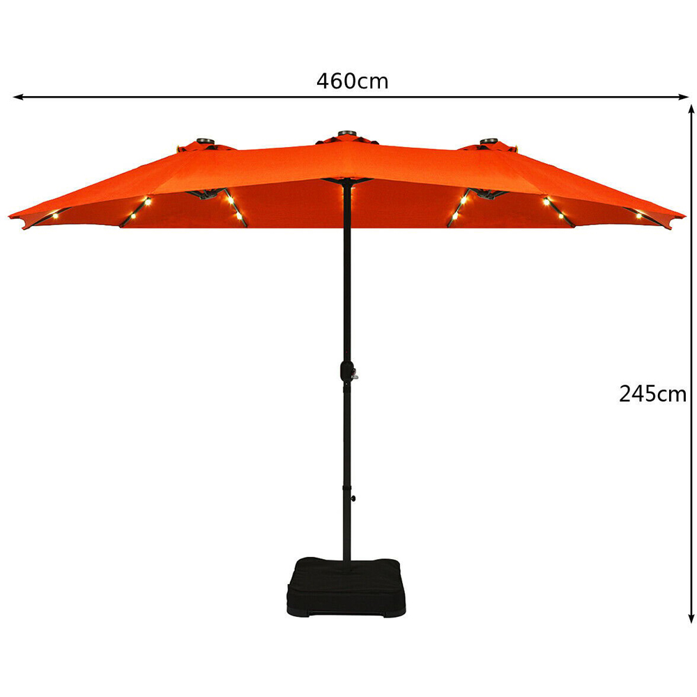 Costway Orange 36 LED Double Sided Crank Parasol 4.6m Image 9