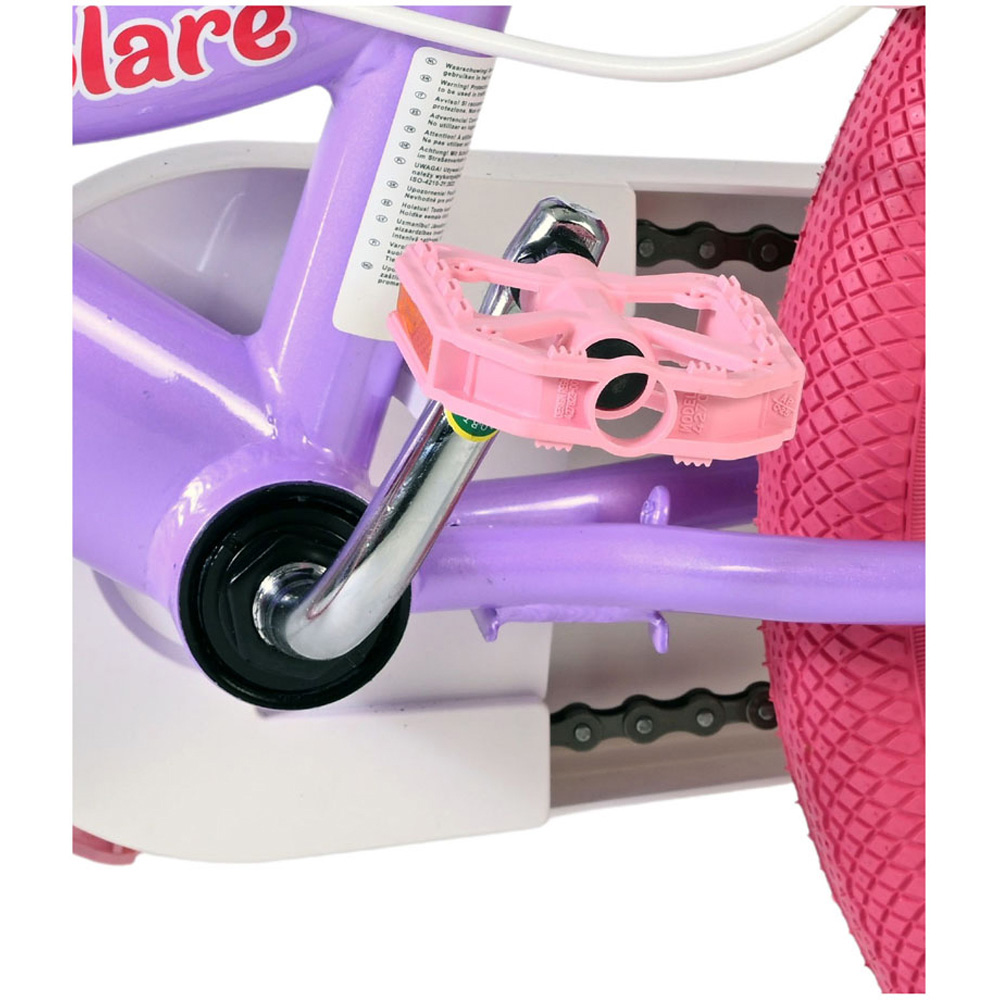 Volare Unicorn Kids 16 inch Purple and Pink Bike with Stabilisers Doll Seat and Basket Image 6