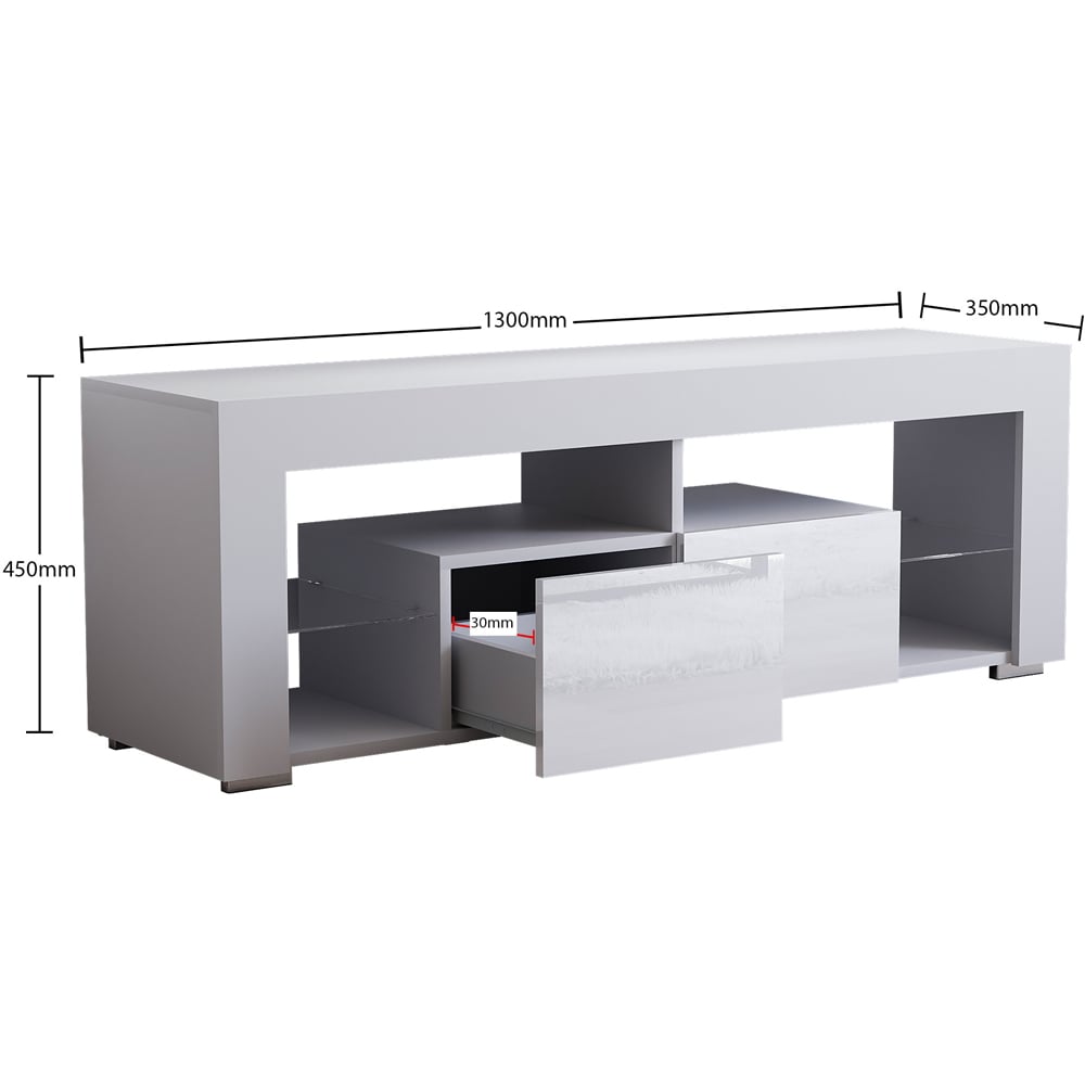 Vida Designs Luna 2 Drawer 2 Shelf White LED TV Unit Image 8