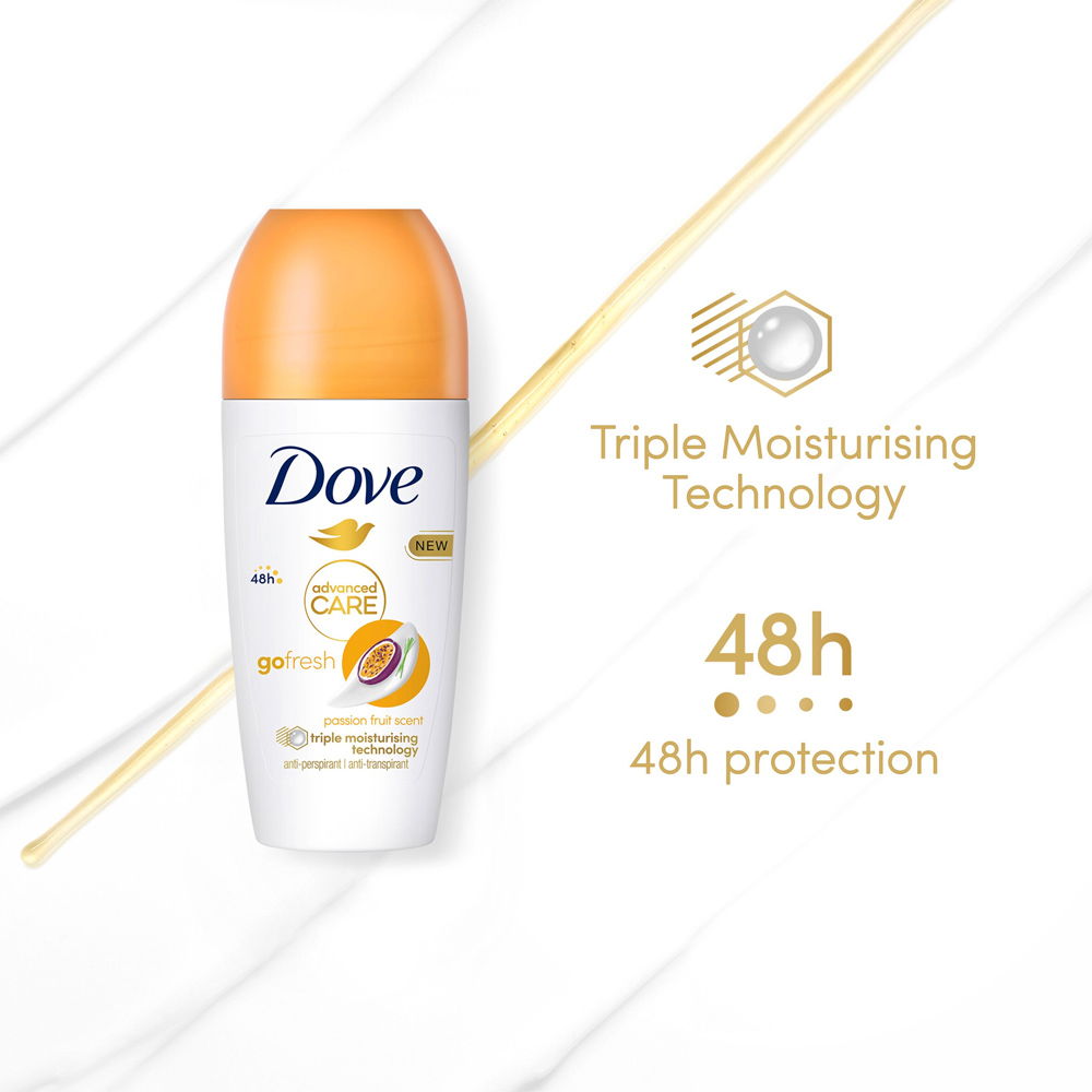 Dove Advanced Care Go Fresh Passion Fruit Scent Anti-Perspirant Deodorant Roll On 50ml Image 5