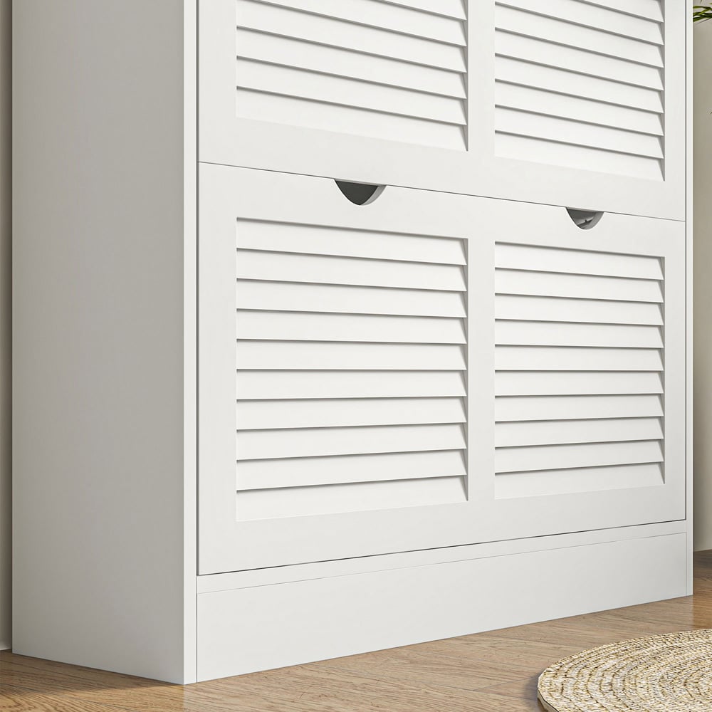 HOMCOM 2 Drawer White Slim Shoe Storage Cabinet Image 3